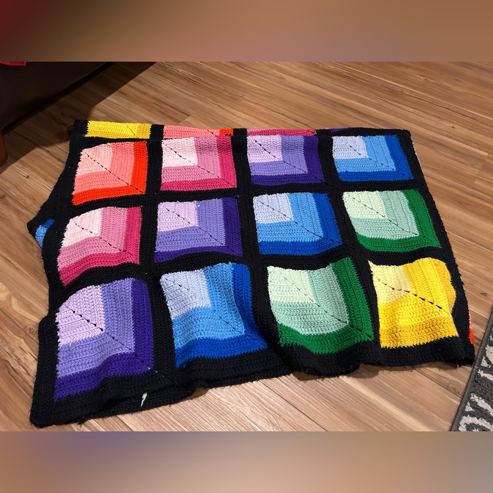 Colorful LGBTQ Rainbow Crochet Blanket Twin Size